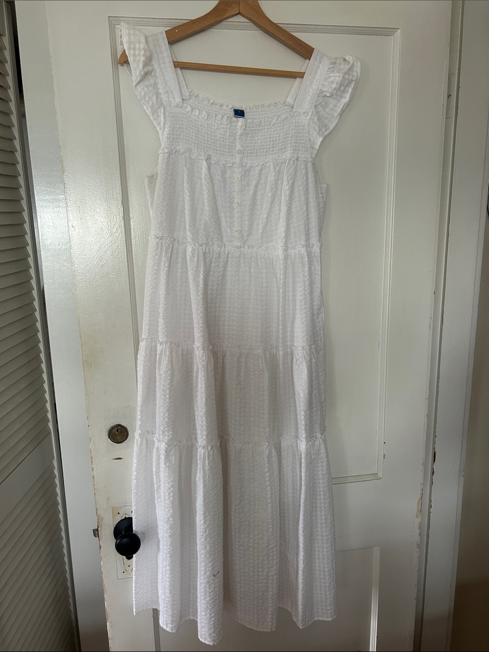Old Navy White Smocked Tiered Maxi Dress